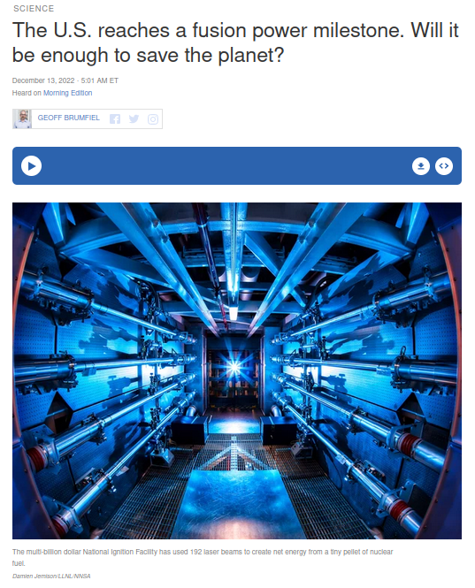 The U.S. reaches a fusion power milestone. Will it be enough to save the planet?